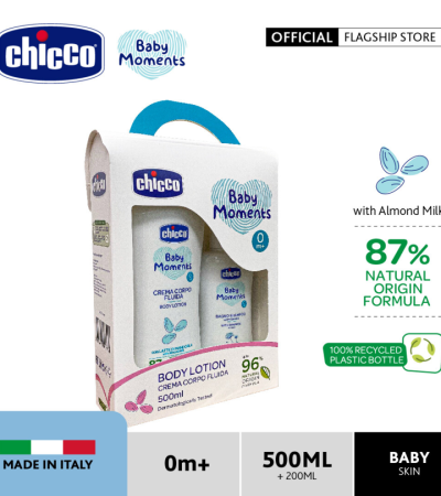 Chicco Baby Moments Set Body Lotion 500ml (Body Lotion 500ml + No-Tears Bath Shampoo 200ml)