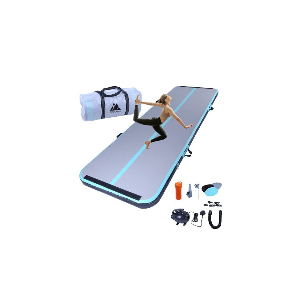 EVOLAND 3M Inflatable Gymnastics Mat Tumbling Mat, 10cm Thick Air Floor Practice Gymnastics Workout Mat Practice for Home Use, Beach, Park Exerci 